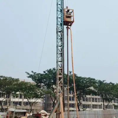 Klik untuk memperbesar Pengerjaan bore pile mini crane metode dry boring pada proyek hunian klaster modern di Gading Serpong Tangerang