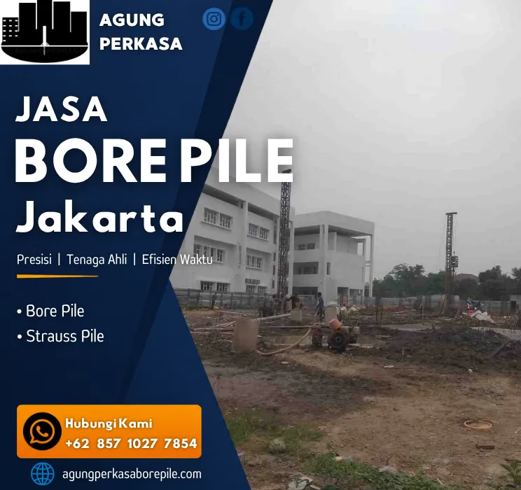 Bore Pile Mini Crane Jakarta Proses pengeboran bore pile mini crane di Jakarta untuk pondasi Bangunan di Jakarta
